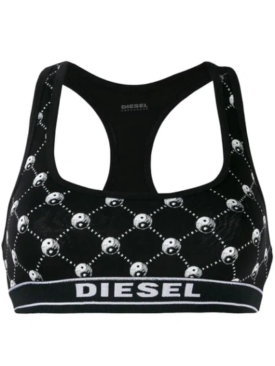 Shop Diesel Yin Yang Cropped Top In Black