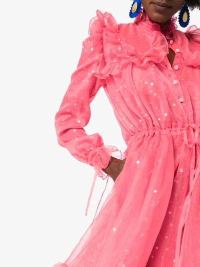 Shop Ashish Sequin Embellished Ruffle Dress In Pink