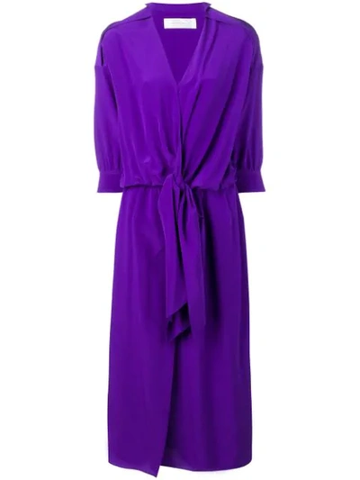 Shop Victoria Victoria Beckham Kleid Mit Bindegürtel In Purple