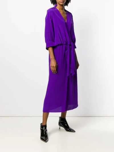 Shop Victoria Victoria Beckham Kleid Mit Bindegürtel In Purple