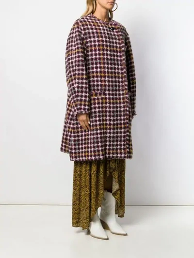 Shop Isabel Marant Oversized Zaban Tweed Coat In Purple