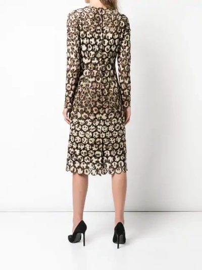 Shop Dolce & Gabbana Embroidered Leopard Print Dress In Brown