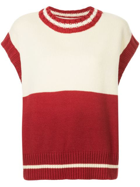 red knitted vest