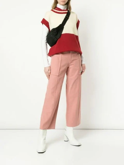 Shop Ader Error Contrasting Knitted Vest - Red