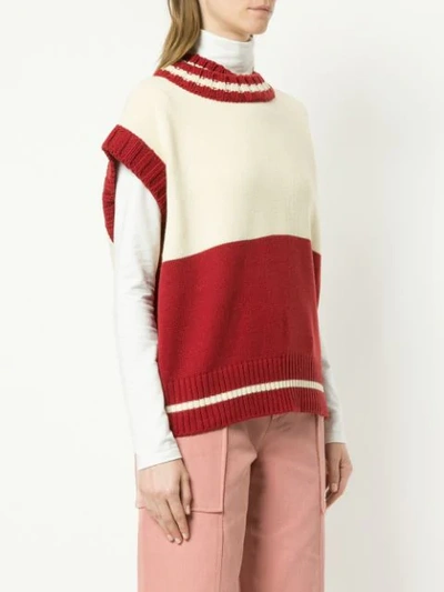 Shop Ader Error Contrasting Knitted Vest - Red