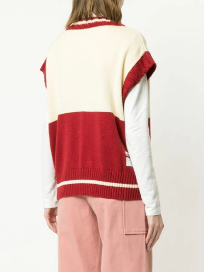Shop Ader Error Contrasting Knitted Vest - Red