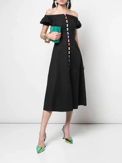 Shop Olivia Rubin Rainbow Button Dress In Black