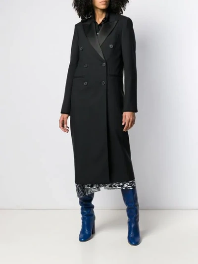 Shop Victoria Beckham Double Breasted Midi Coat In Black