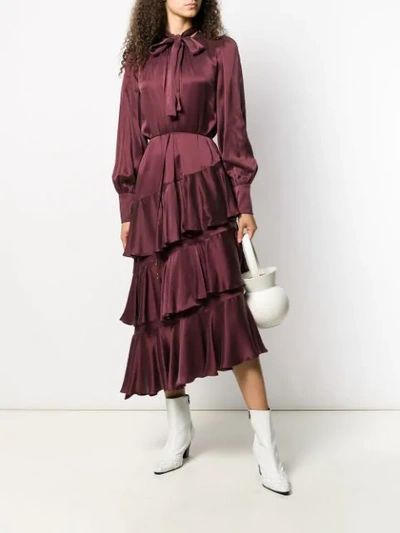 Shop Zimmermann Asymmetric Ruffled Dress In Red