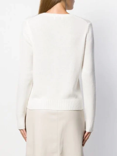 Shop Allude Cable Knit Jumper In White