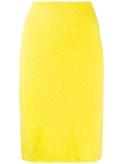 Shop Versace Stretch-fit Midi-skirt In A1020 Yellow