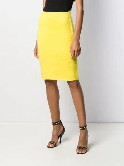 Shop Versace Stretch-fit Midi-skirt In A1020 Yellow
