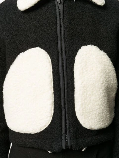 Shop Courrèges Shearling Patch Cropped Jacket In Black