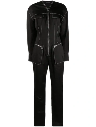 Shop David Koma Structured Jumpsuit In Black