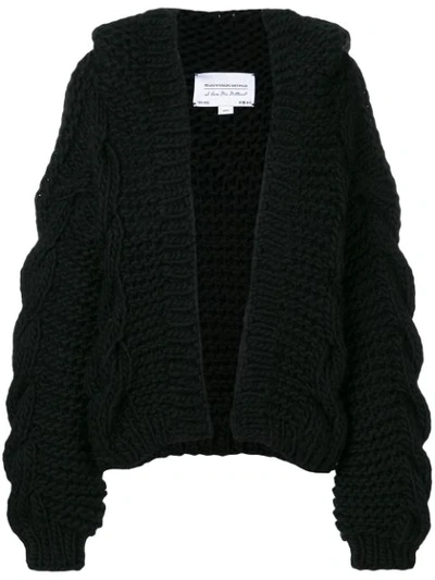 Shop I Love Mr Mittens Cable Knit Hooded Cardigan  In Black