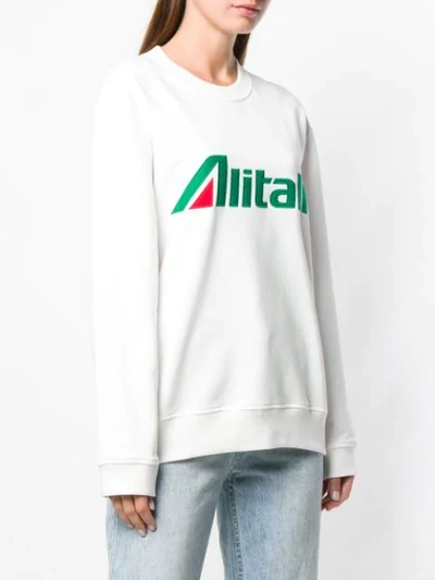 Shop Alberta Ferretti Slogan Embroidered Sweater In White
