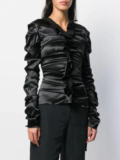 Shop Acne Studios Ruffled Satin Blouse In Black