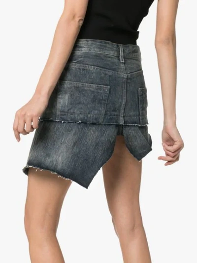 Shop Rick Owens Asymmetric Denim Skirt In Blue