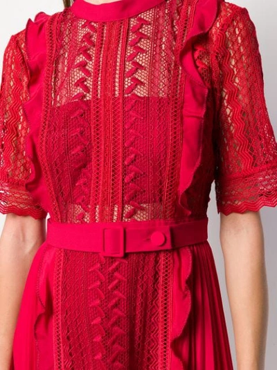 Shop Self-portrait Lace Panel Dress In Red