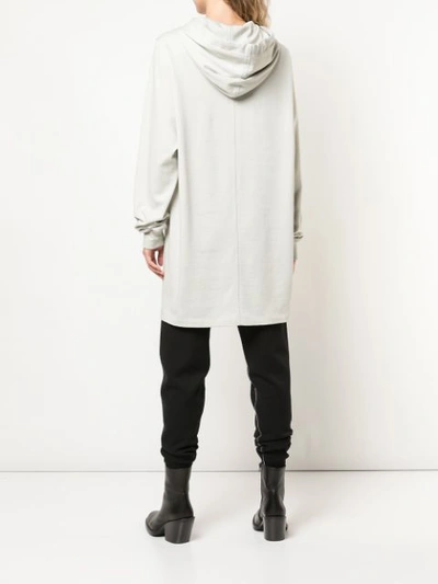 Shop Rick Owens Long Basic Hoodie In Grey