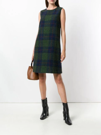 Shop Aspesi Checked Mini Dress - Green