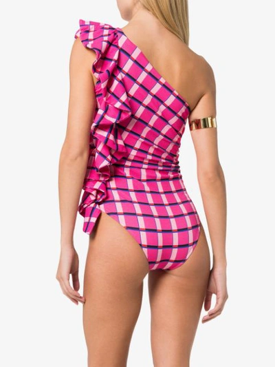Shop Paper London Pink And Purple Coconut Ruffle-trim Swimsuit