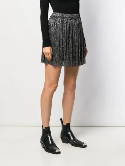 Shop Isabel Marant Étoile Metallic Pleated Mini Skirt In Silver