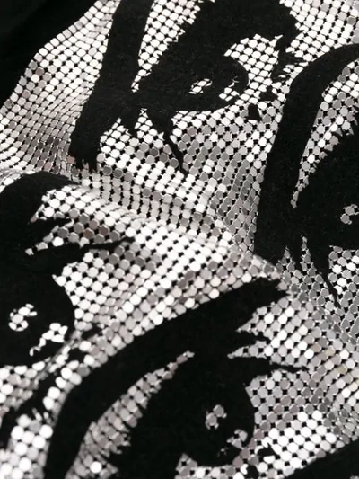 Shop Pinko Chainmail Detail Velvet Hoodie In Black