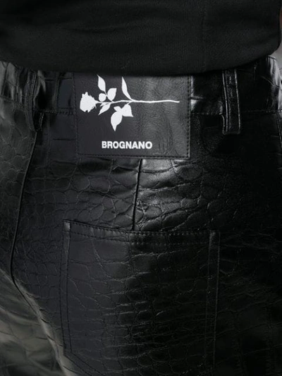 Shop Brognano Croc Embossed Cropped Trousers In Black