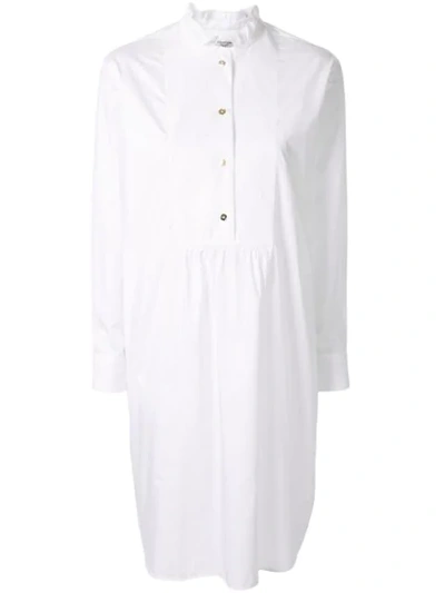 Shop Atlantique Ascoli Ruffled Neck Shirt Dress In White