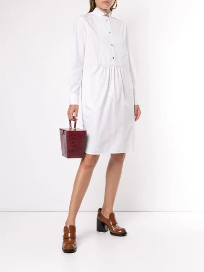Shop Atlantique Ascoli Ruffled Neck Shirt Dress In White