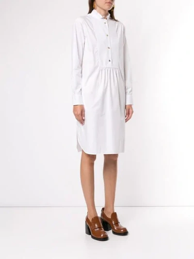 Shop Atlantique Ascoli Ruffled Neck Shirt Dress In White