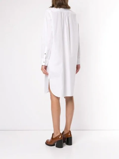 Shop Atlantique Ascoli Ruffled Neck Shirt Dress In White