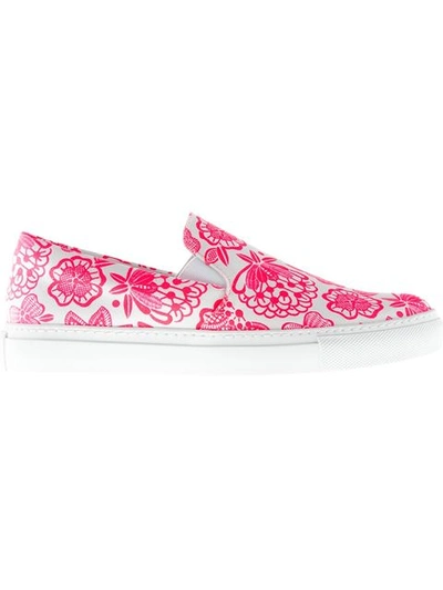 Christopher Kane Printed Canvas Slip-on Sneakers In Fuchsia
