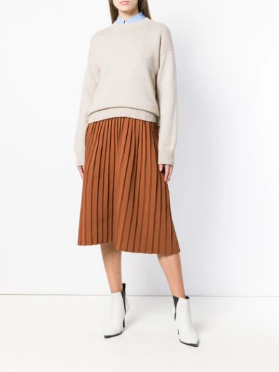 Shop Sofie D'hoore Pleated Skirt In Brown
