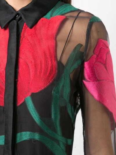 Shop Carolina Herrera Tulip-printed Tulle Gown - Black