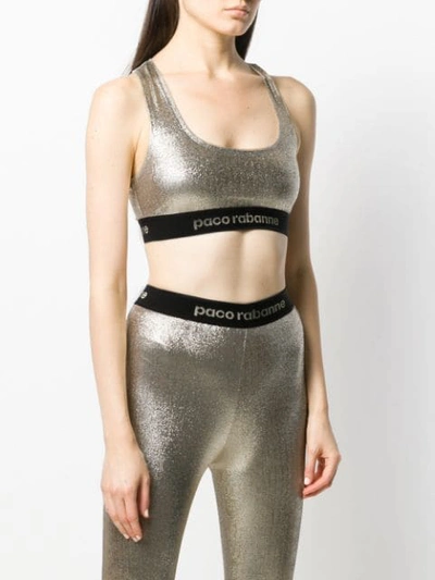Shop Paco Rabanne Glitter Detail Tank Top In Gold