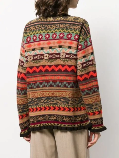 Shop Etro Geometric Patterned Jacquard Jumper In Brown