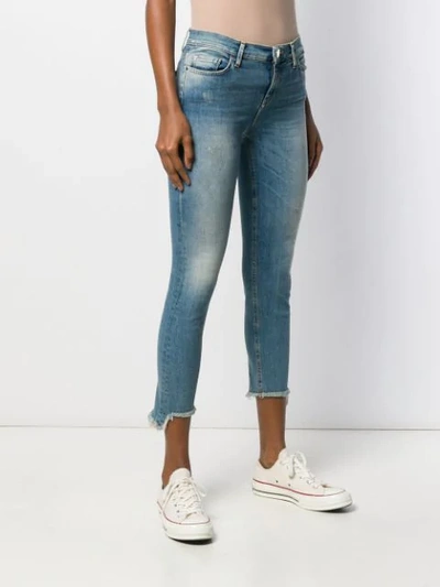 Shop Pinko Distressed Detail Cropped Jeans In Blue