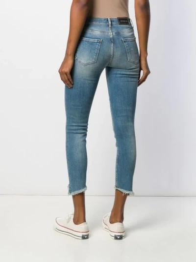 Shop Pinko Distressed Detail Cropped Jeans In Blue