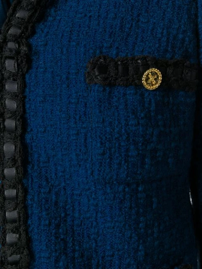 Shop Edward Achour Paris V-neck Tweed Jacket - Blue