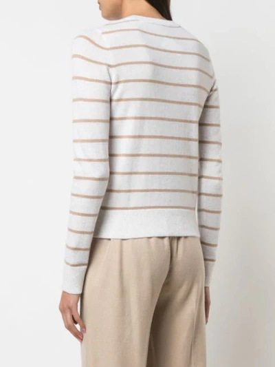 Shop Vince Striped Cashmere Sweater In Neutrals