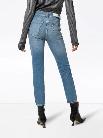 Shop Re/done High-rise Cropped Skinny Jeans In Blue