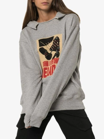 Shop Delada Poster-print Logo Hoodie In Grey