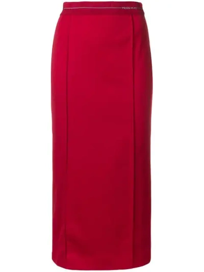 Shop Prada Fitted Midi Pencil Skirt - Red
