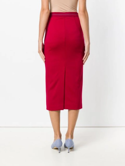 Shop Prada Fitted Midi Pencil Skirt - Red