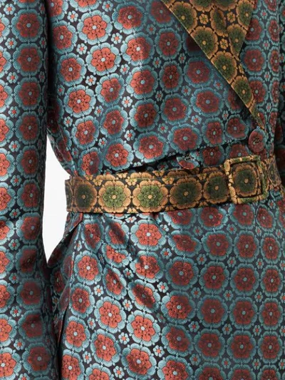 Shop Saloni Geometric Print Belted Blazer In 758/759-topaz/aquamarine