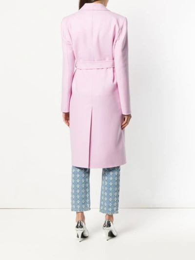 Shop Versace Buttoned Belted Coat - Pink