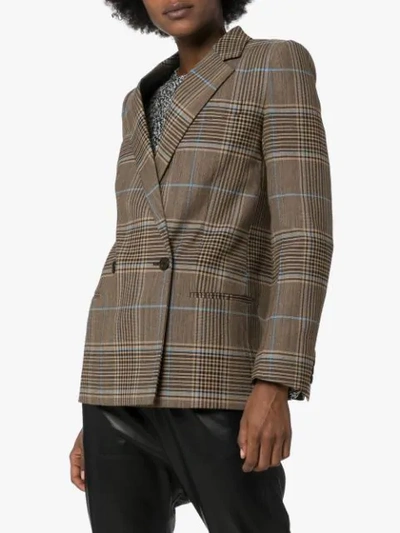 GIVENCHY DOUBLE-BREASTED CHECK JACKET - 棕色