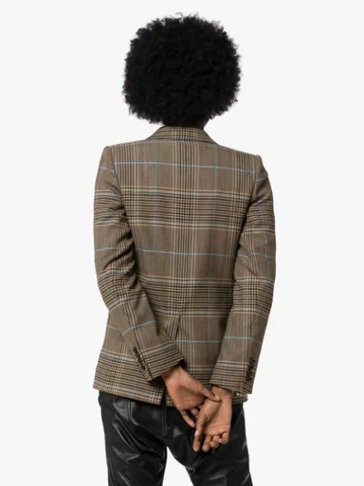 GIVENCHY DOUBLE-BREASTED CHECK JACKET - 棕色